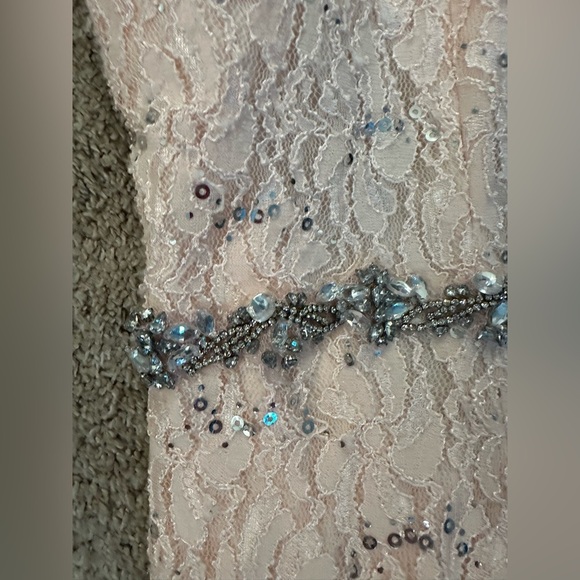 My Michelle Blush Pink Lace Sequin Gown – Size 5 - Picture 6 of 15